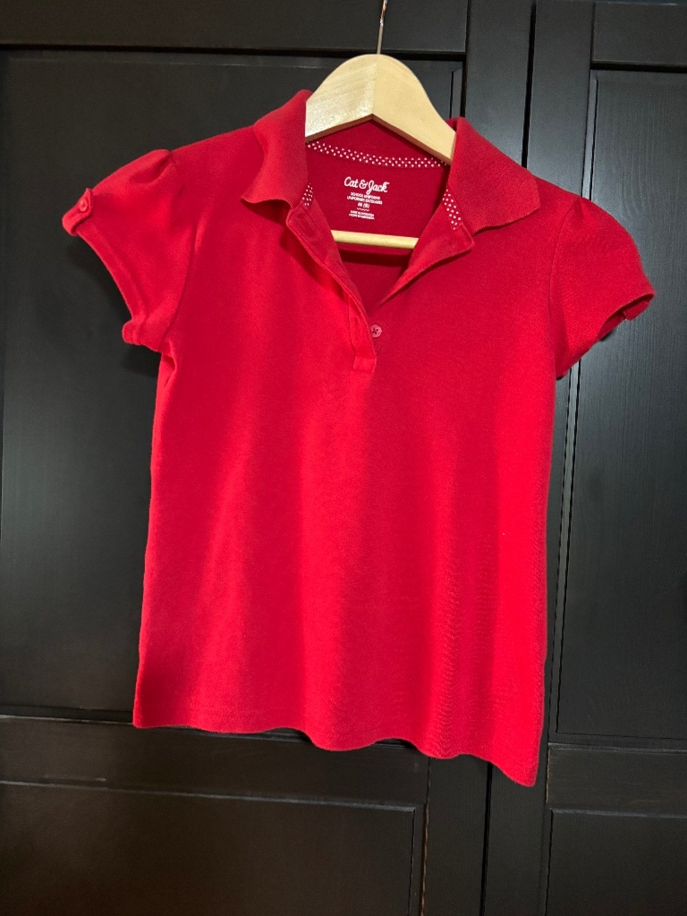 Cat & Jack girls' red short-sleeve uniform polo shirt, Size M
